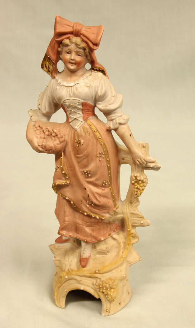 11448r3 Pair of Bisque Figurines of Young Girl & Boy, Pair of Bisque Figurines of Young Girl & Boy