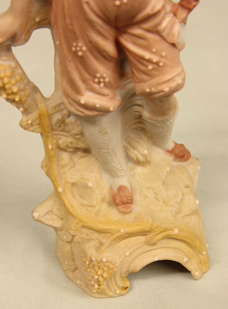 11448r8 Pair of Bisque Figurines of Young Girl & Boy, Pair of Bisque Figurines of Young Girl & Boy