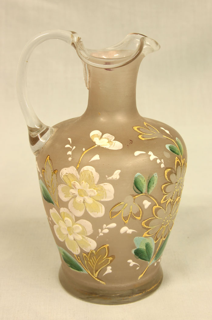 11452r1 Antique Frosted Glass Decorated Antique Frosted Glass Decorated Jug
