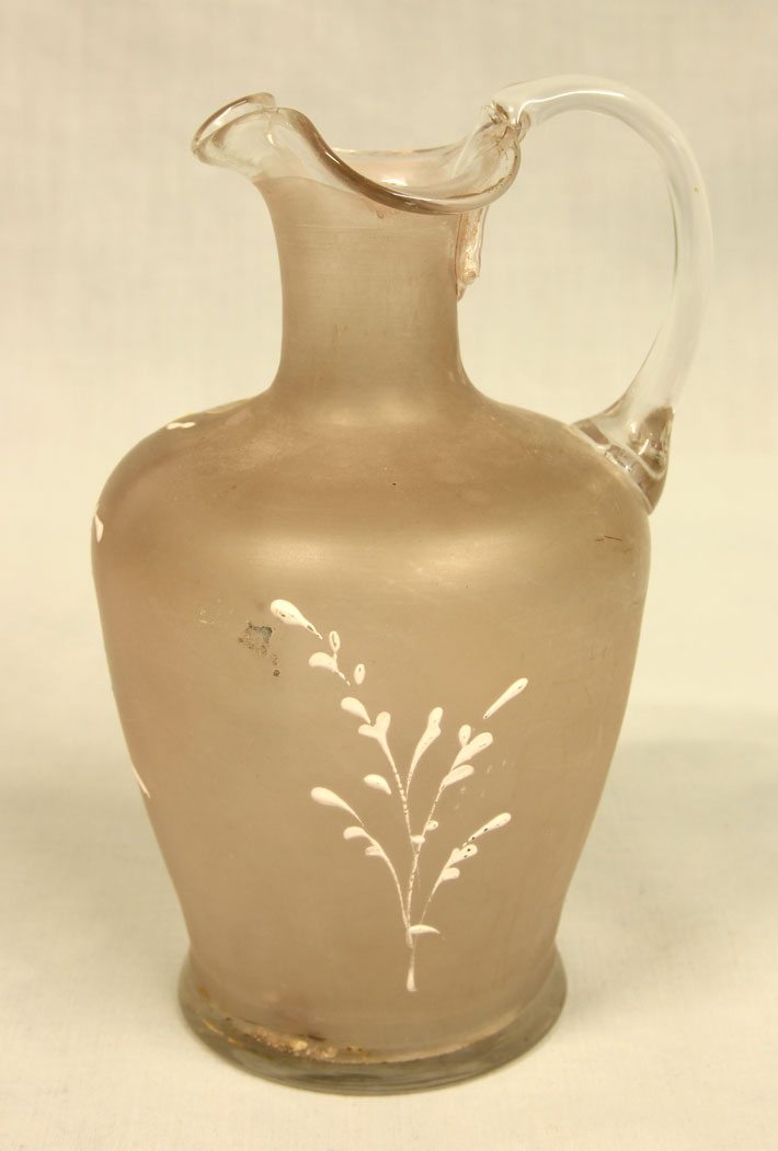 11452r3 Antique Frosted Glass Decorated Antique Frosted Glass Decorated Jug