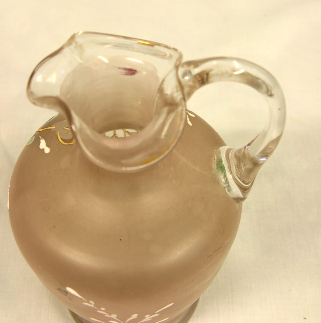 11452r4 Antique Frosted Glass Decorated Antique Frosted Glass Decorated Jug