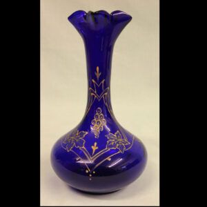 Antique Shaped Bristol Blue Decorated Vase.