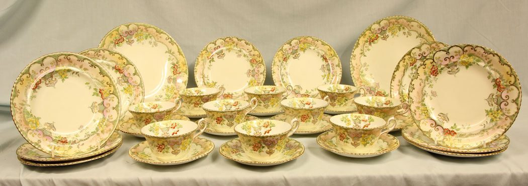 11455r12 Antique 32 Piece China Tea Set. Antique 32 Piece China Tea Set