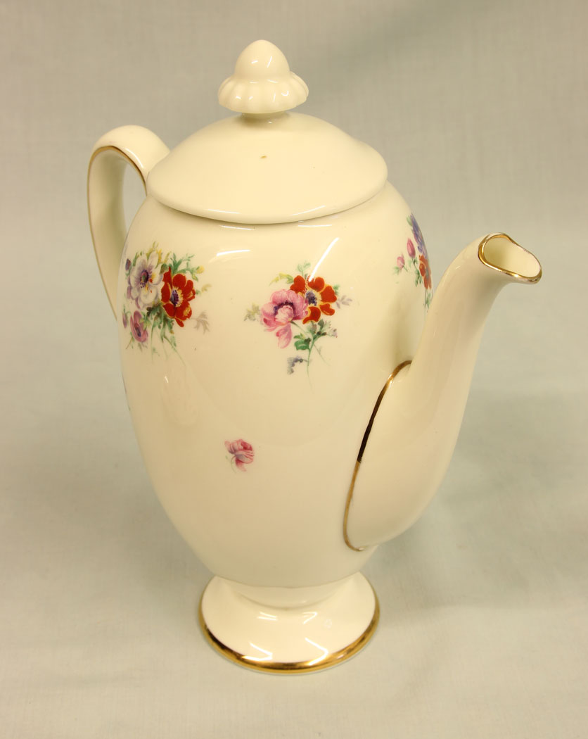 11458r4 Antique Royal Doulton Trixy Pattern Coffee Pot , Antique Royal Doulton Trixy Pattern Coffee Pot & Two Coffee Cans