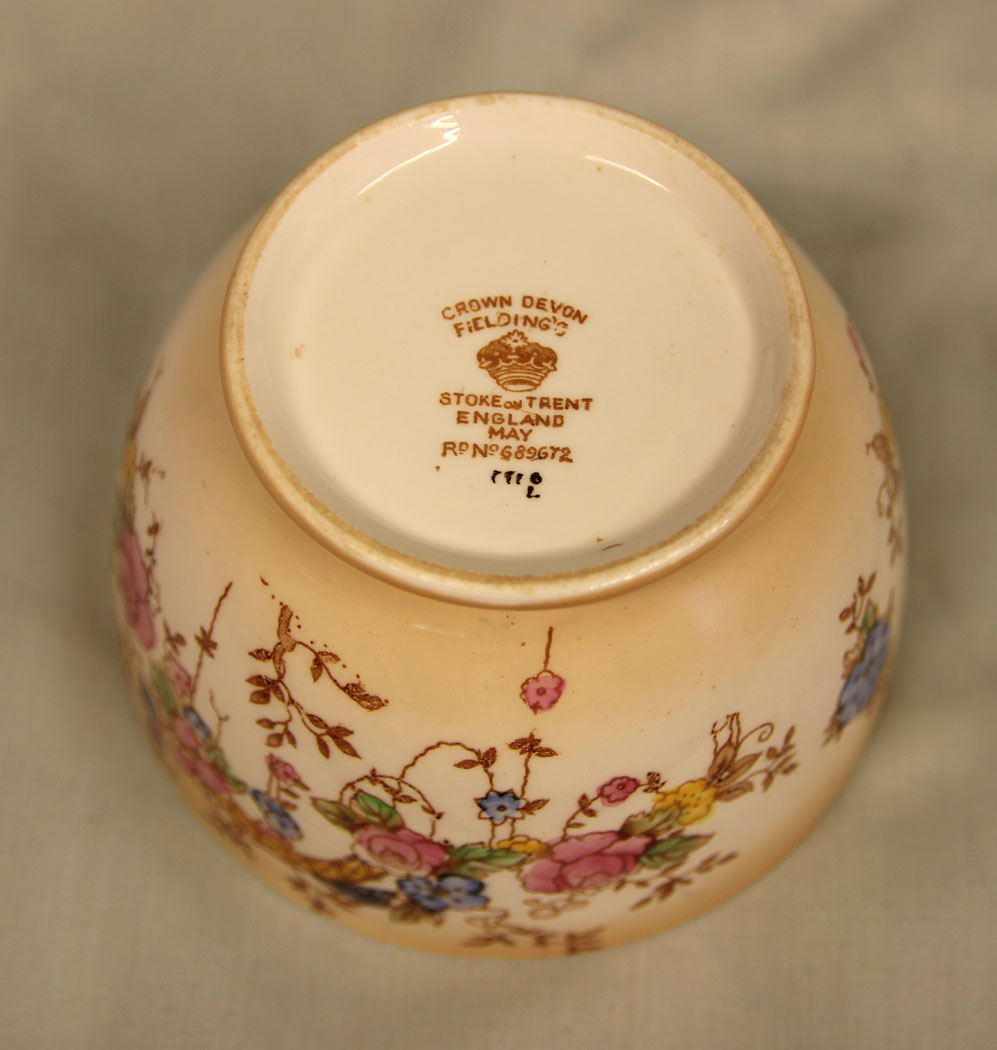 11479r6 Antique Crown Devon Sugar Bowl, Antique Crown Devon Sugar Bowl