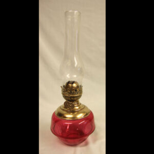 Antique Victorian Cranberry Glass Oil Lamp