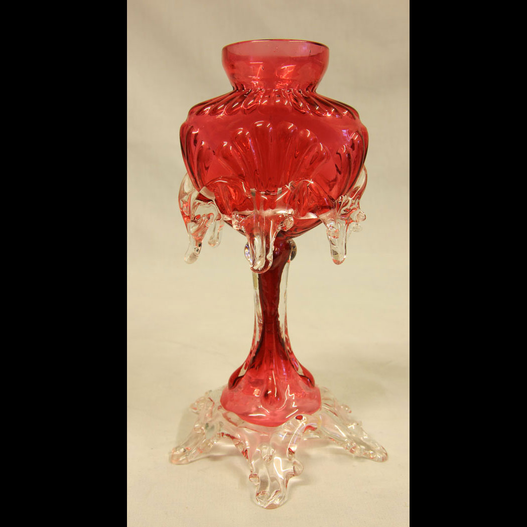 11487r01 Antique Cranberry Glass Vase, Antique Cranberry Glass Vase