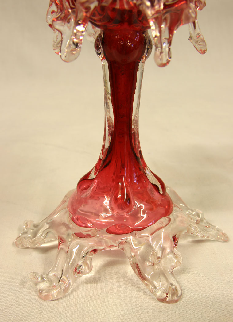11487r5 Antique Cranberry Glass Vase, Antique Cranberry Glass Vase