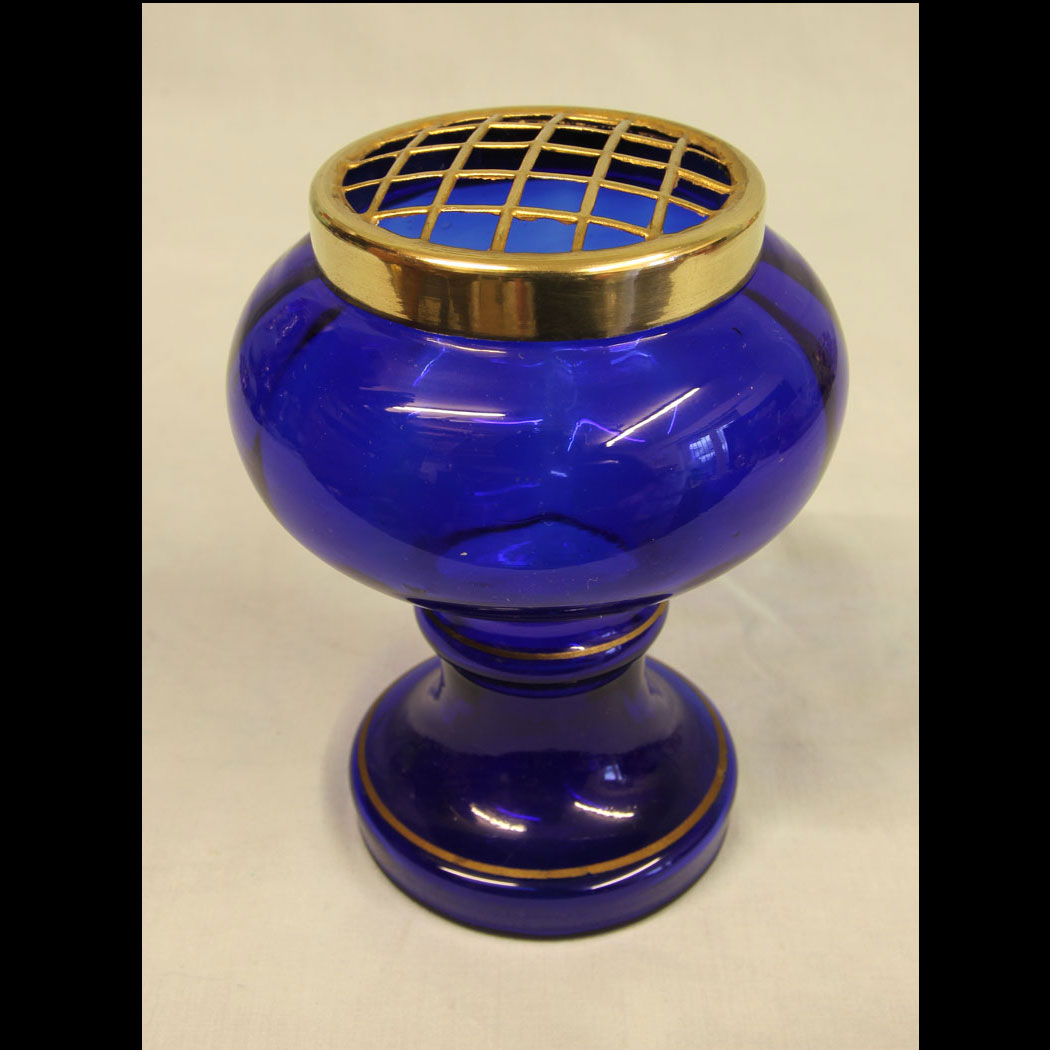 11489r01 Antique 20th Century Bristol Blue Glass Posey Vase, Bristol Blue Glass Posey Vase