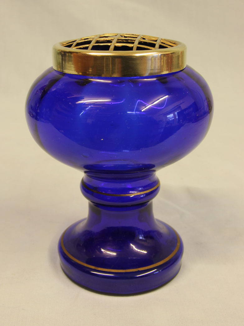 11489r2 Antique 20th Century Bristol Blue Glass Posey Vase, Bristol Blue Glass Posey Vase