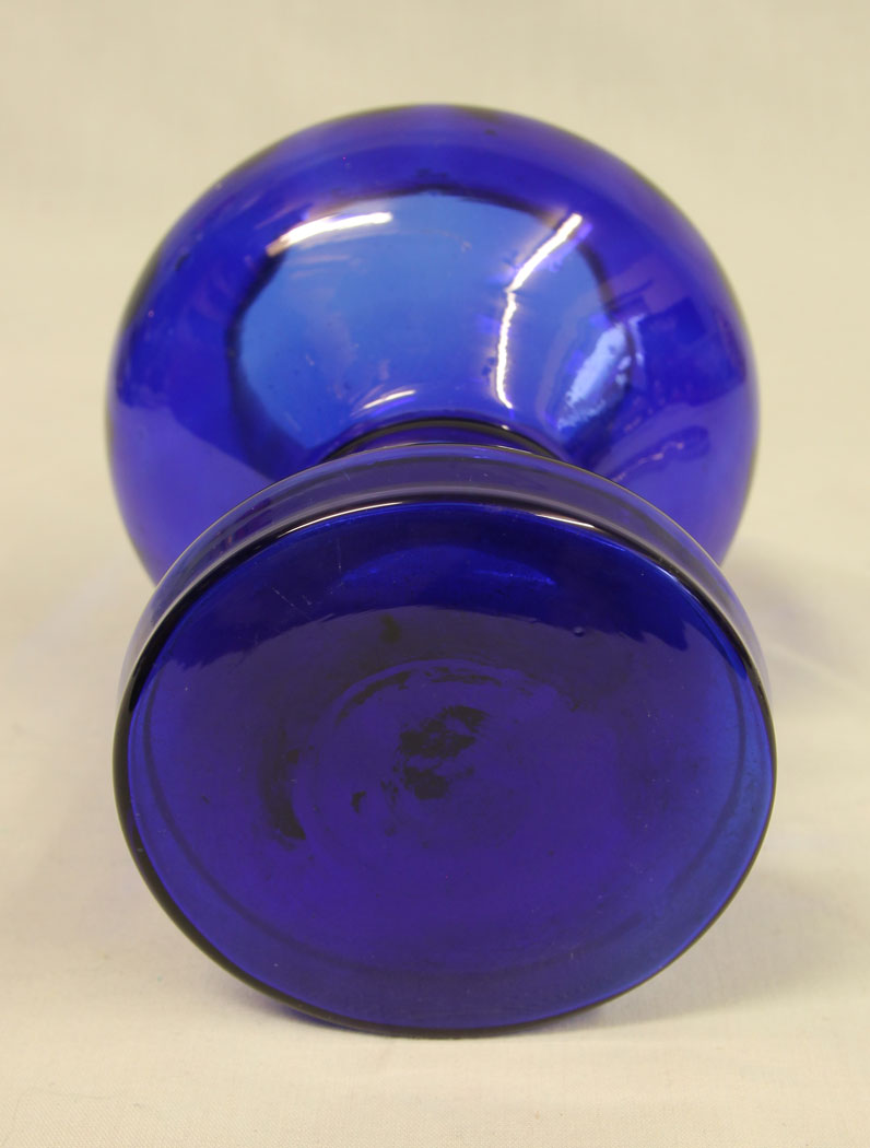 11489r6 Antique 20th Century Bristol Blue Glass Posey Vase, Bristol Blue Glass Posey Vase