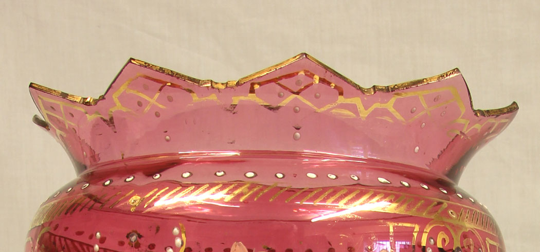 11491r6 Antique Victorian Cranberry Mantle Table Lustre, Antique Victorian Cranberry Mantle Table Lustre