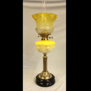 Antique Victorian Yellow Glass Oil Lamp.