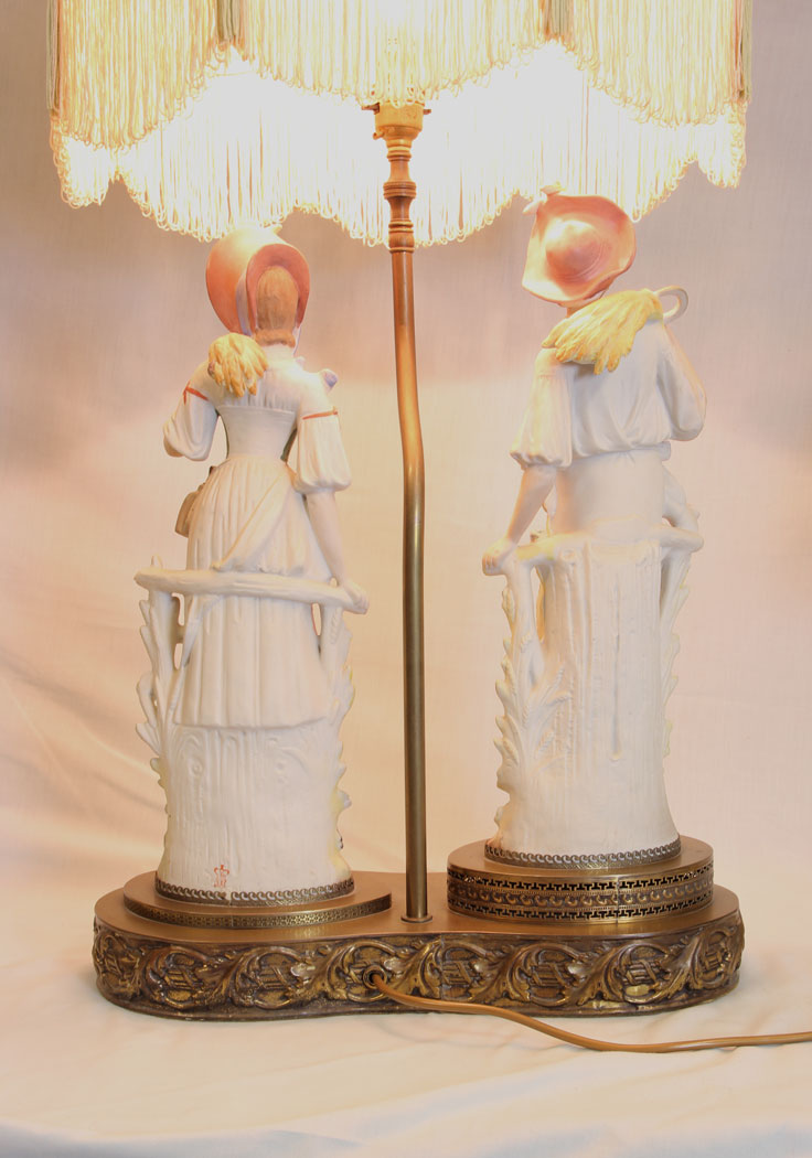 11503r4 Antique Figure Lamp of Lady & Gentleman, Antique Figure Lamp of Lady & Gentleman
