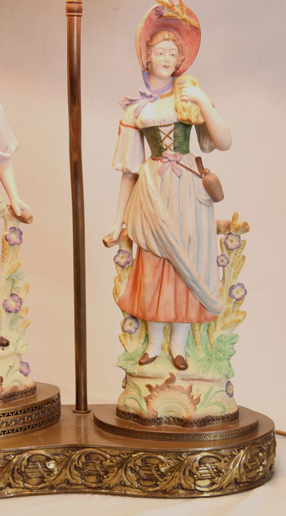 11503r5 Antique Figure Lamp of Lady & Gentleman, Antique Figure Lamp of Lady & Gentleman