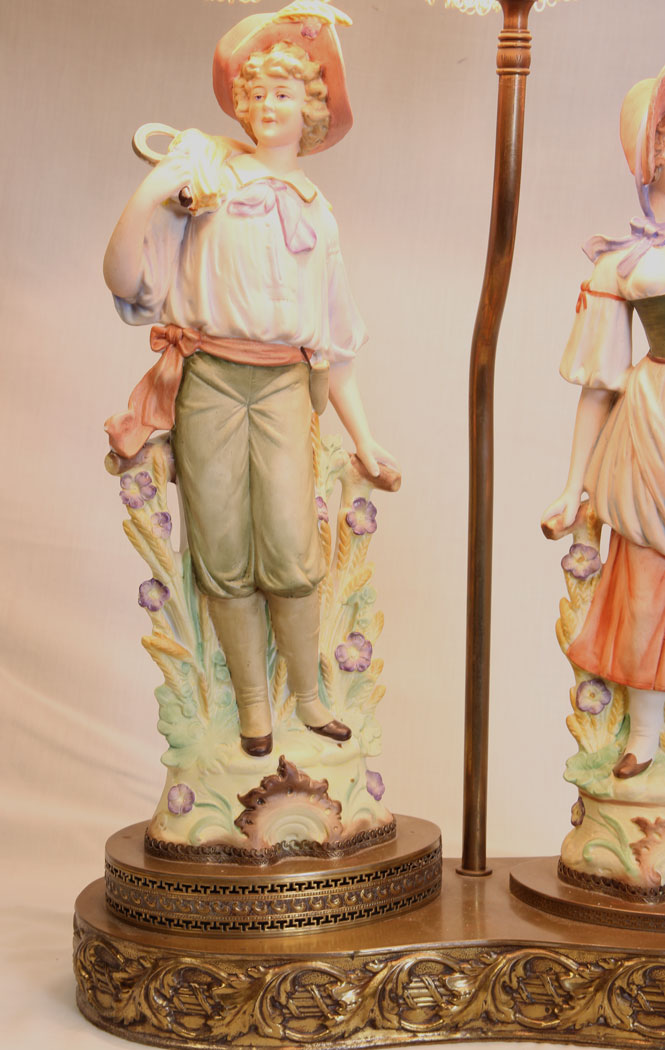 11503r6 Antique Figure Lamp of Lady & Gentleman, Antique Figure Lamp of Lady & Gentleman