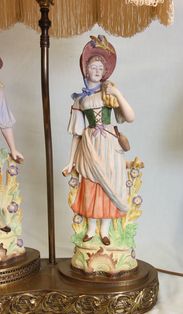 11503r8 Antique Figure Lamp of Lady & Gentleman, Antique Figure Lamp of Lady & Gentleman