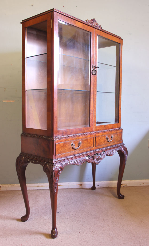 11586r10 Burr Walnut Glass Display Cabinet,