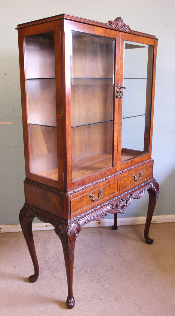 11586r2 Burr Walnut Glass Display Cabinet,