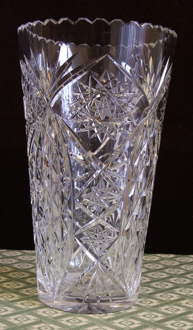 11591r4 Antique Vintage Cut Glass Vase,