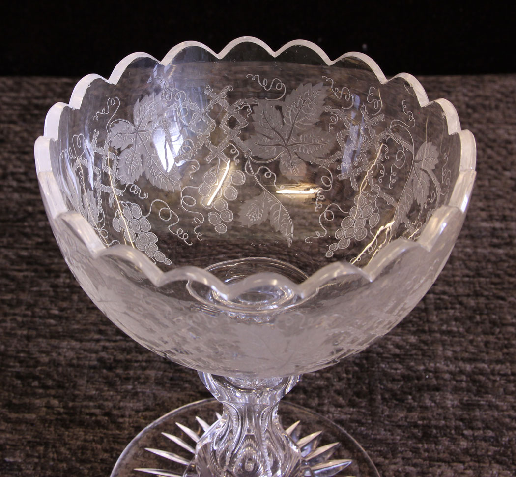 11592r3 Antique Etched Glass Bowl,