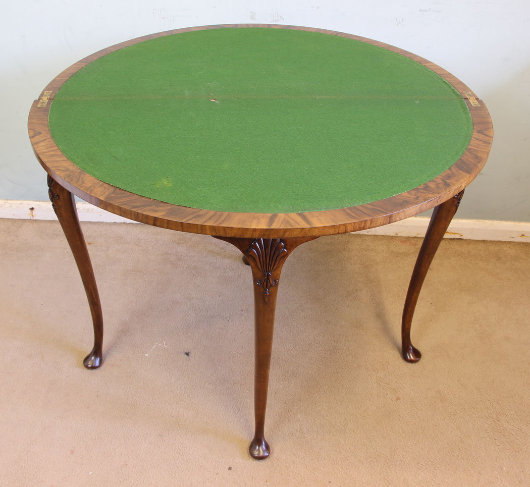 11598r14 Antique Burr Walnut Demi Lune Side Card Table,