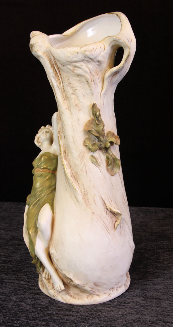 11603r6 Antique Pair Royal Dux Vases With Figures,
