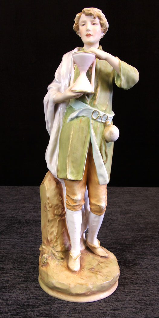 11615r1 Antique Royal Dux Figure of Young Man,