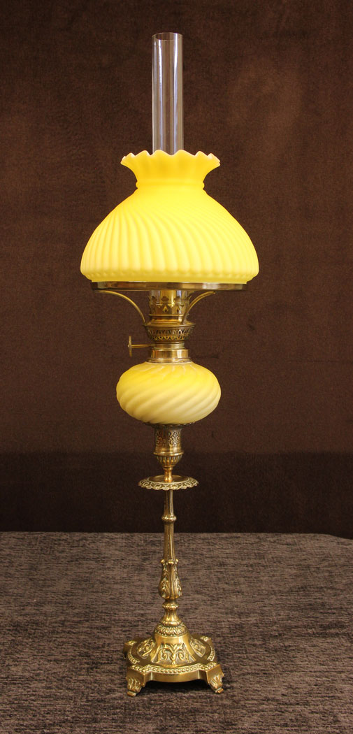 11624r1 Antique Victorian Satin Glass Peg lamp,