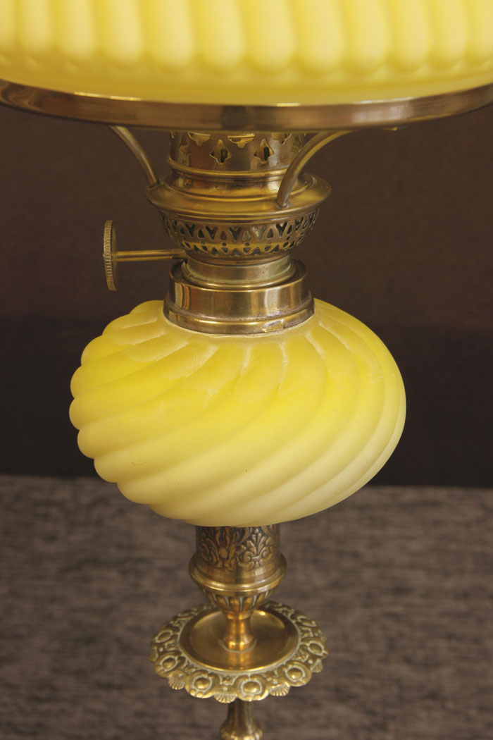 11624r9 Antique Victorian Satin Glass Peg lamp,