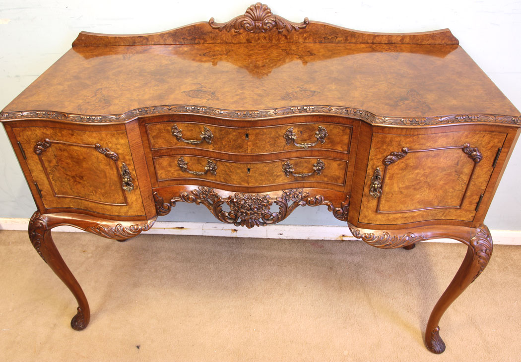 11625r10 Antique Burr Walnut Side Table Sideboard,