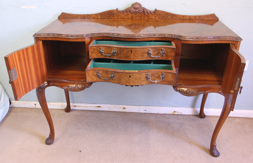 11625r13 Antique Burr Walnut Side Table Sideboard,