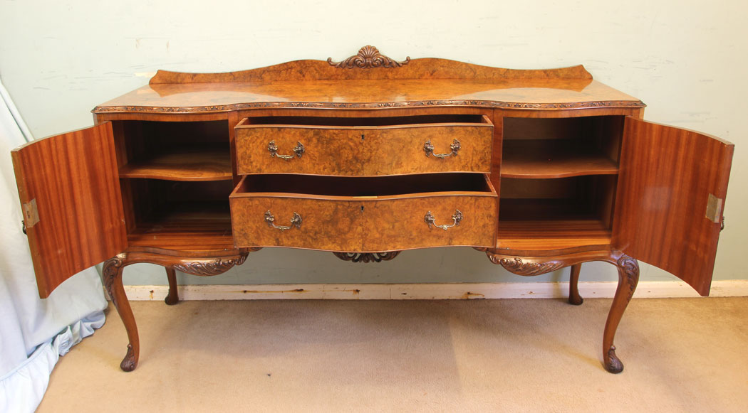 11626r15 Antique Burr Walnut Sideboard Server,