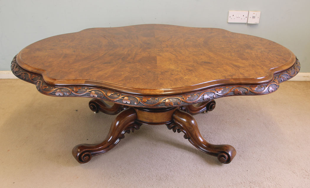 11627r6 Antique Victorian Burr Walnut Coffee Table,