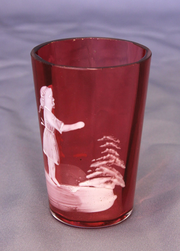10961r4 Antique Mary Gregory Cranberry Tot,