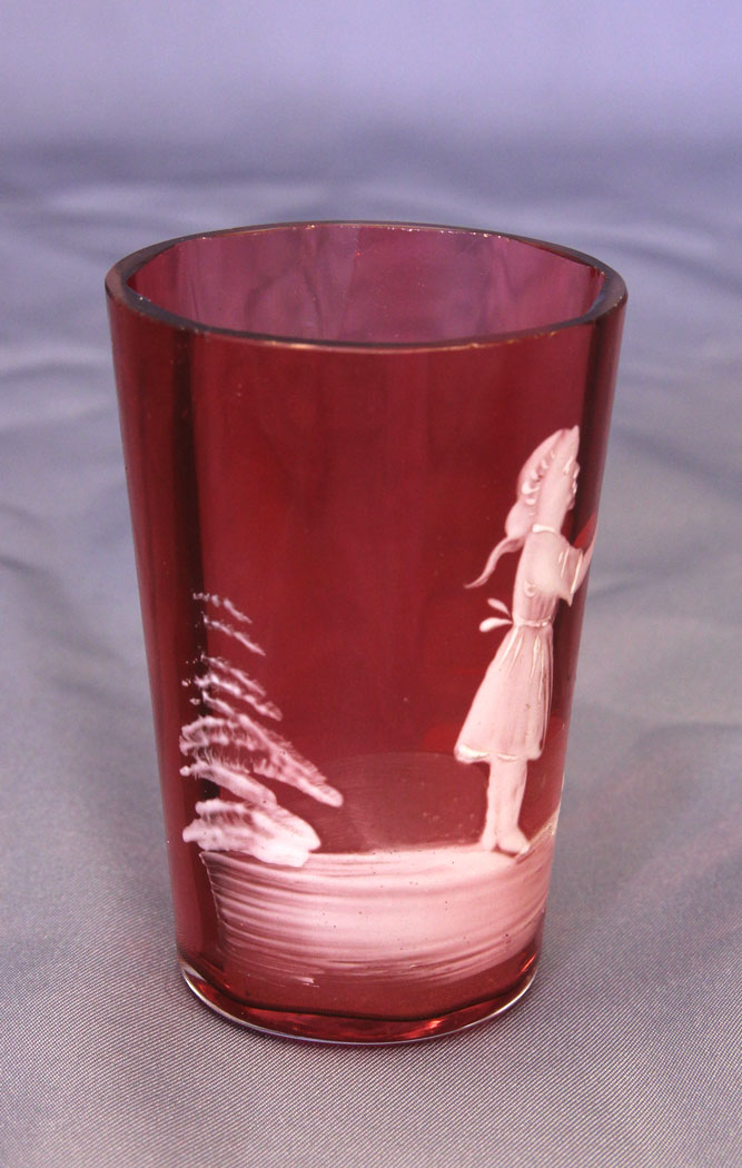 10961r5 Antique Mary Gregory Cranberry Glass Tot,