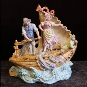 Antique Bisque Centre Piece of Fishing Boat