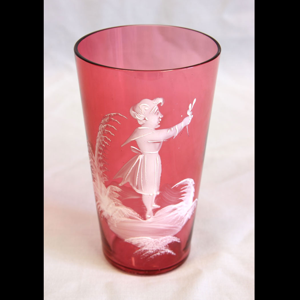 11637r01 Antique Mary Gregory Cranberry Glass Tot, Antique Mary Gregory Cranberry Glass Tot