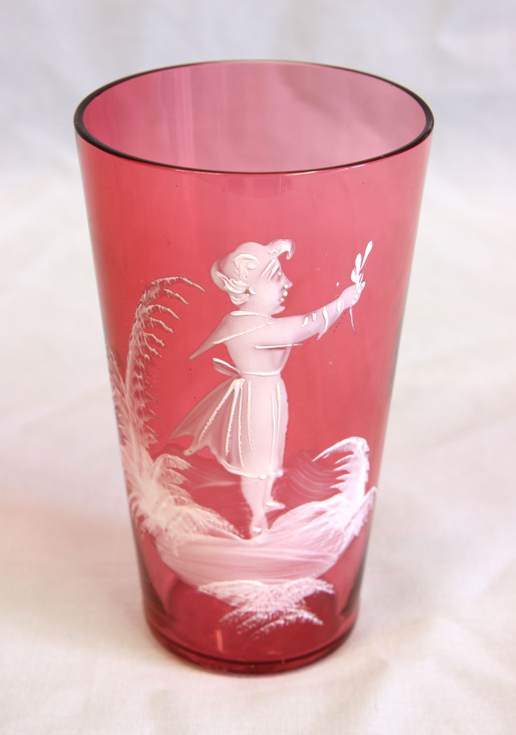 11637r1 Antique Mary Gregory Cranberry Glass Tot,