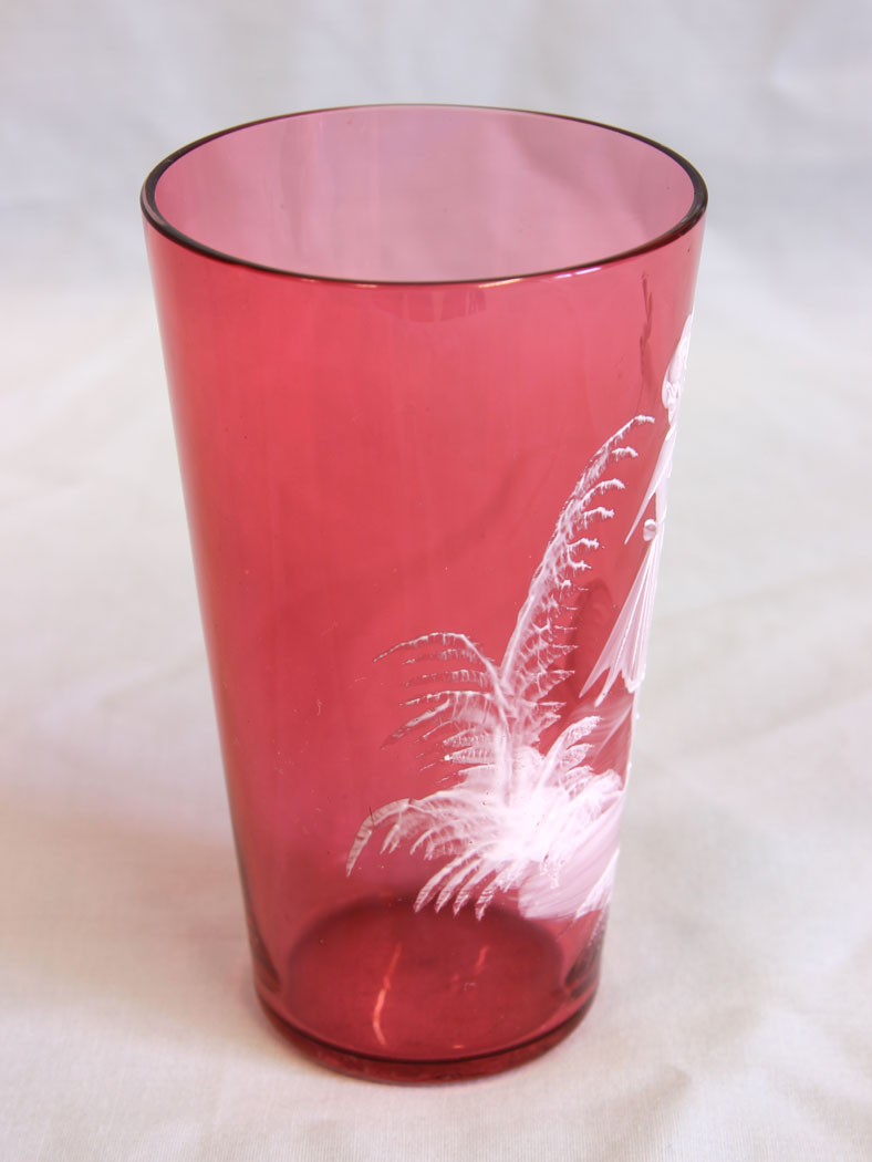11637r3 Antique Mary Gregory Cranberry Glass Tot,