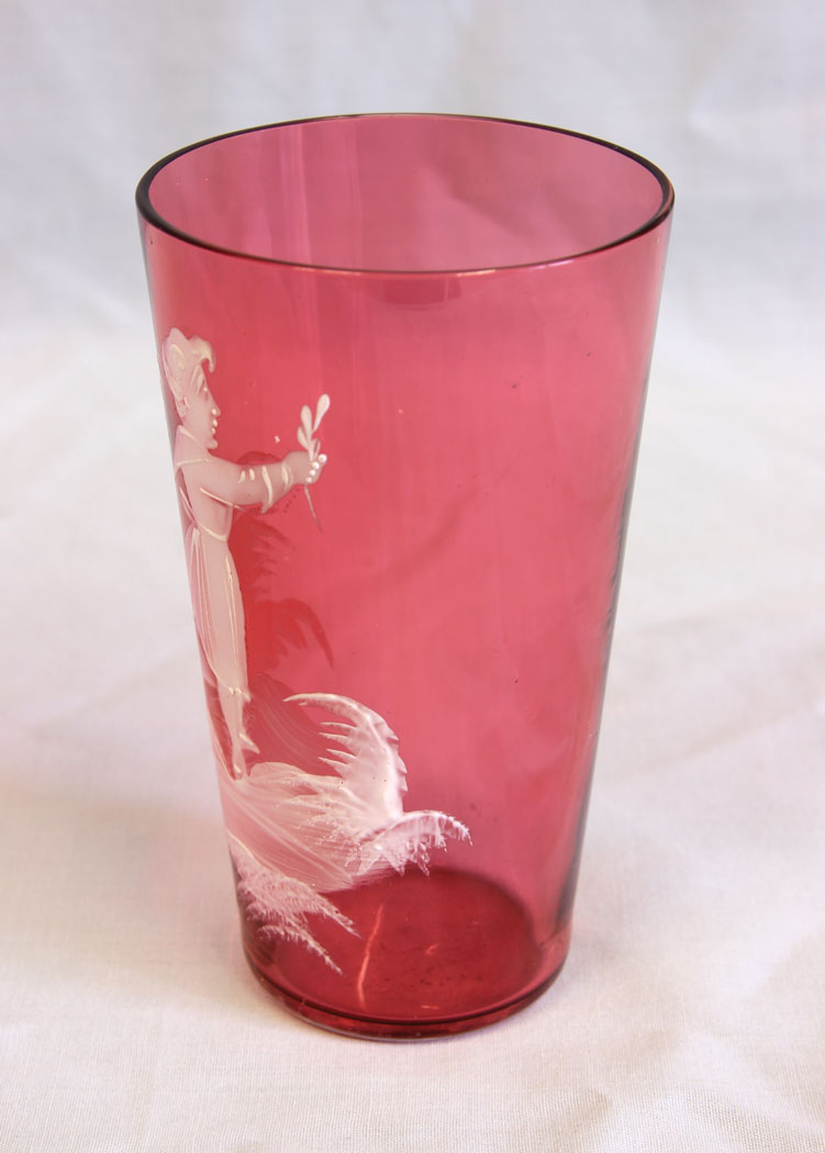 11637r4 Antique Mary Gregory Cranberry Glass Tot,