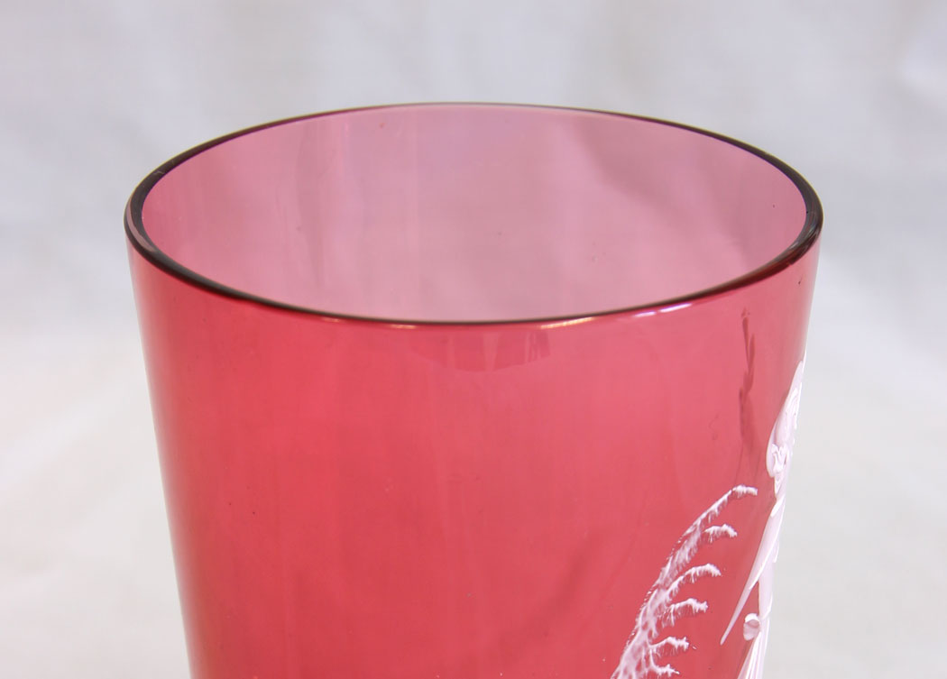 11637r5 Antique Mary Gregory Cranberry Glass Tot,
