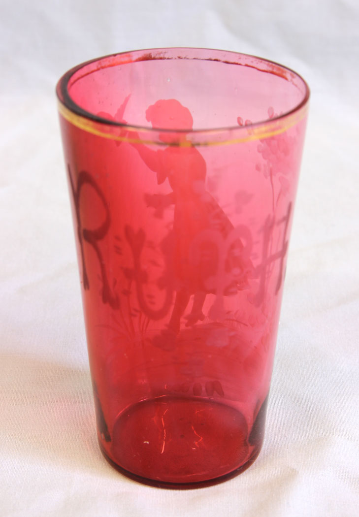 11638r5 Antique Mary Gregory Cranberry Glass Tot,