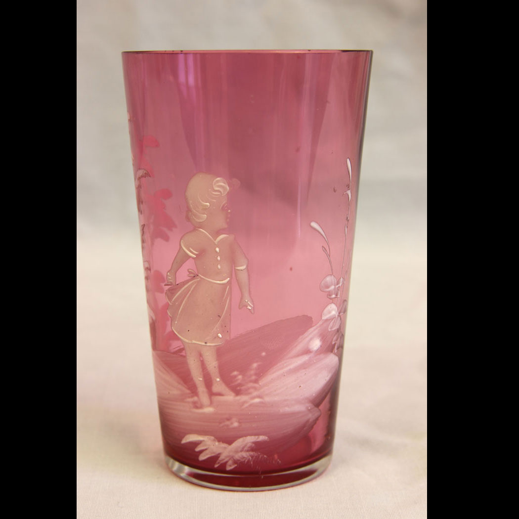 11645r01 Antique Mary Gregory Cranberry Glass Tot, Antique Mary Gregory Cranberry Glass Tot