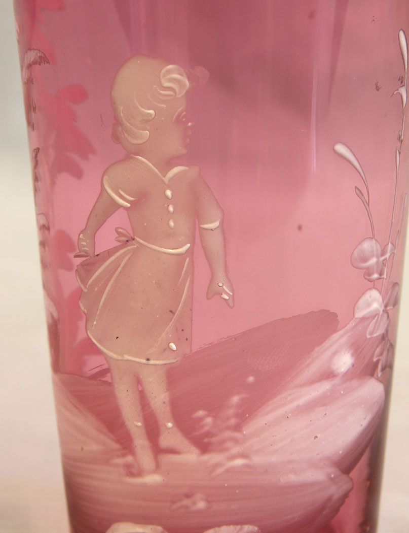 11645r2 Antique Mary Gregory Cranberry Glass Tot,