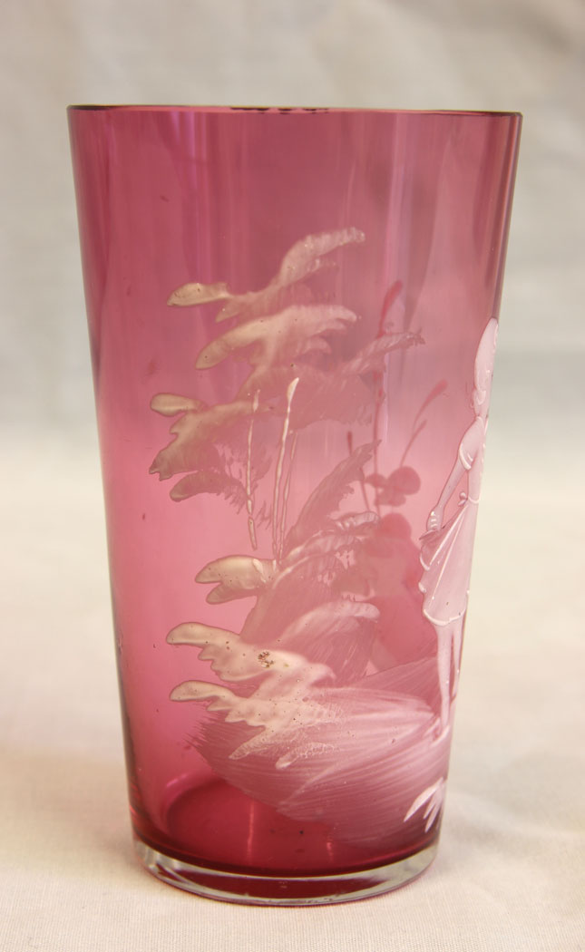 11645r3 Antique Mary Gregory Cranberry Glass Tot,