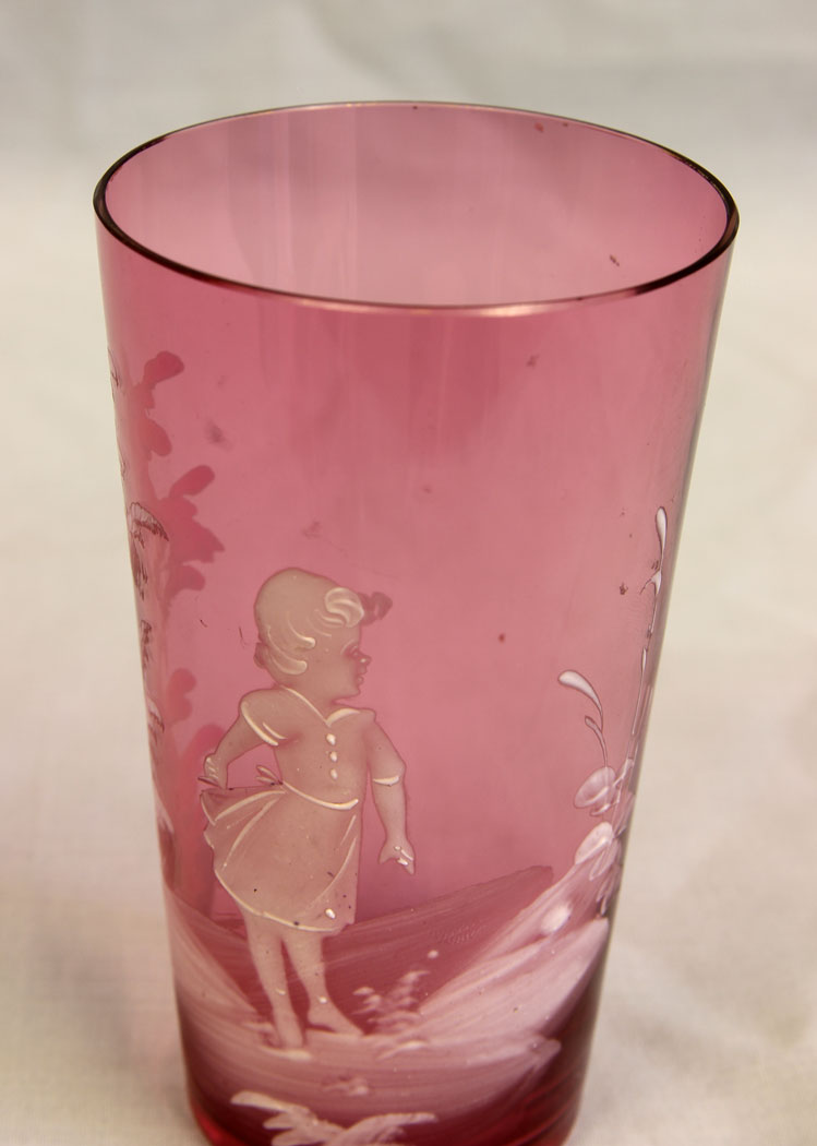 11645r4 Antique Mary Gregory Cranberry Glass Tot,