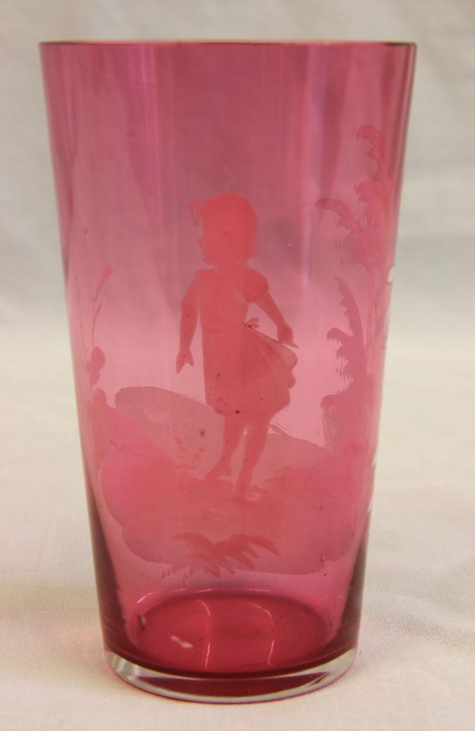11645r5 Antique Mary Gregory Cranberry Glass Tot,