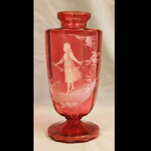 Antique Large Mary Gregory Cranberry Vase.
