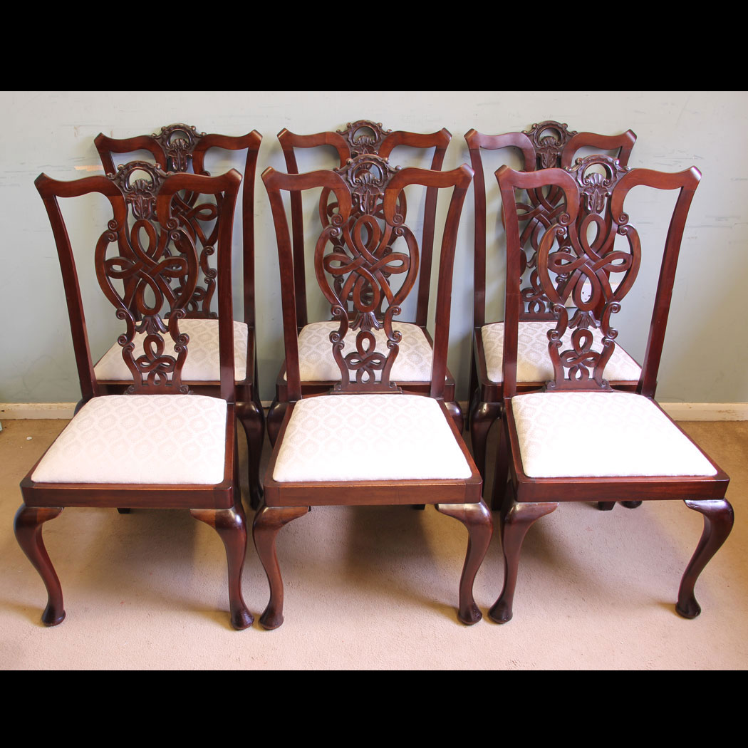 11651r01 Set Antique Mahogany Dining Chairs, Antique Set Six Antique Mahogany Chippendale Style Dining Chairs